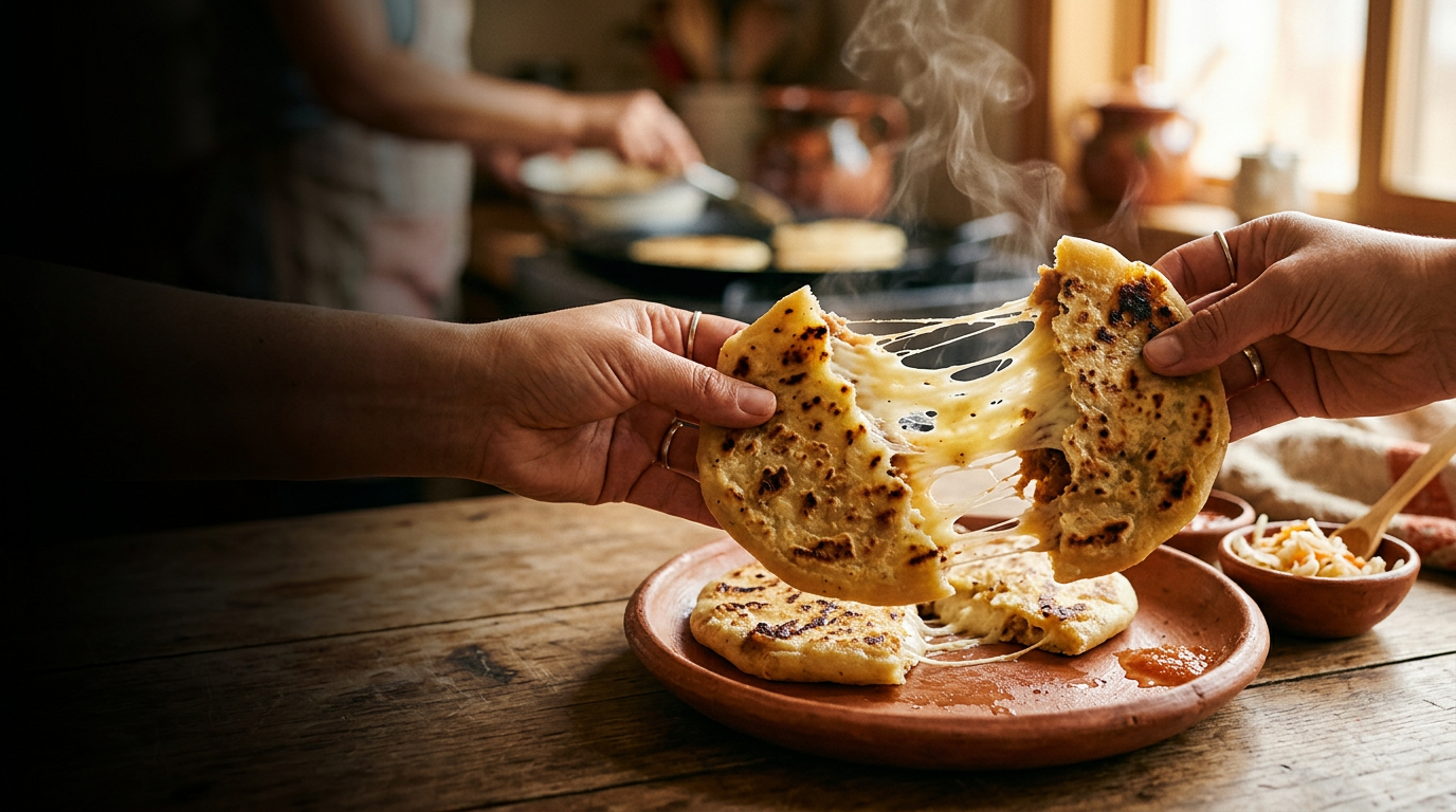 Pupusas salvadoreñas con quesillo Santa Emilia